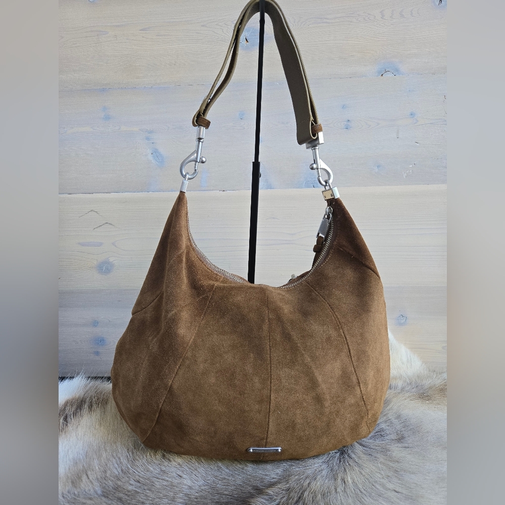 Rebecca Minkoff M.A.B. Suede Croissant Hobo Crescent Bag NWOT + Hardware Repair - Picture 3 of 16